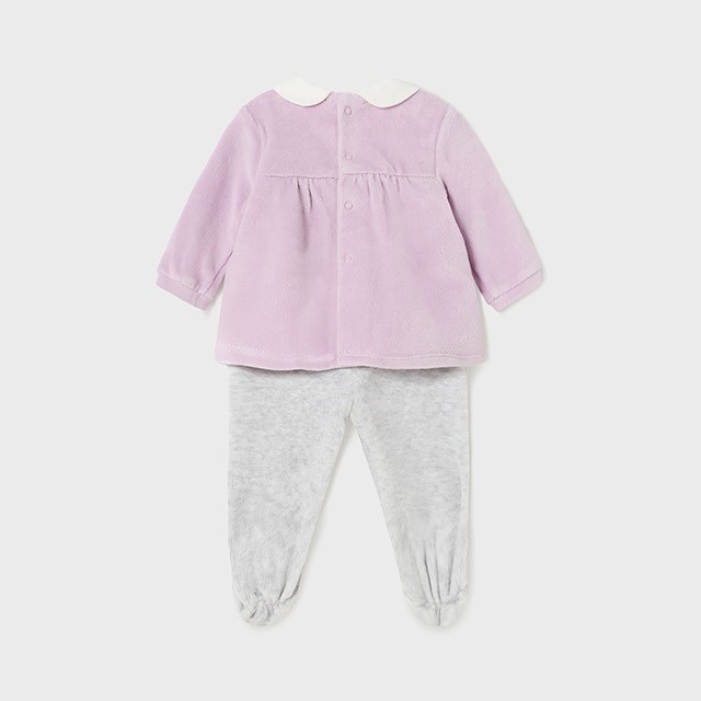 Mayoral Kışlık Kız Bebek Kadife Bluz Patikli Pantolon Set Mor