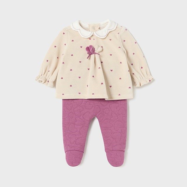 Mayoral Kışlık Kız Bebek Bluz Patikli Pantolon Set Mor
