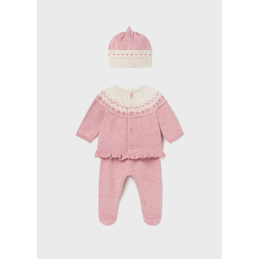 Mayoral Kışlık Kız Bebek Örme Bluz Patikli Pantolon 3'lü Set Pembe