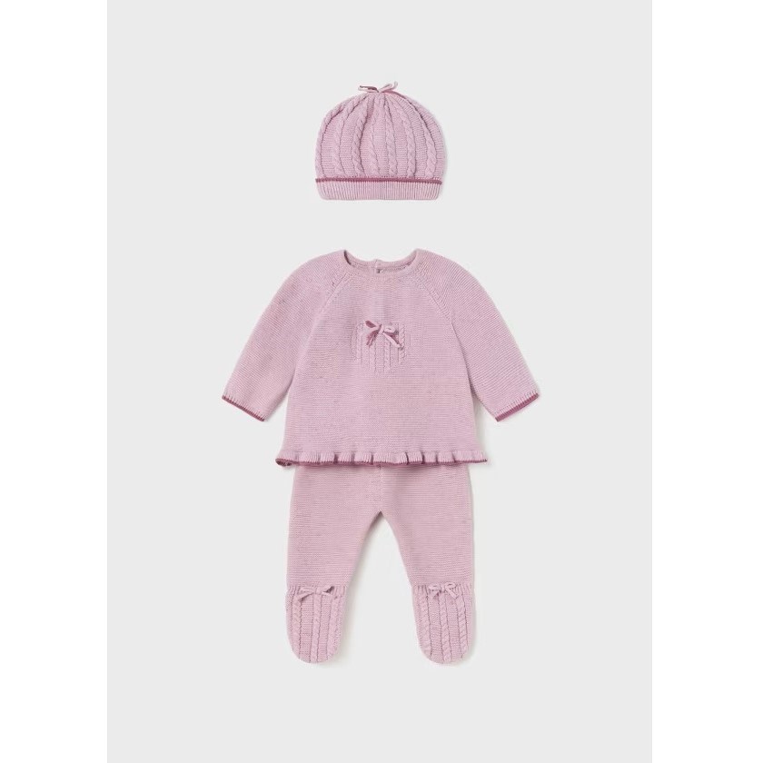 Mayoral Kışlık Kız Bebek Örme Bluz Patikli Pantolon 3'lü Set Mor