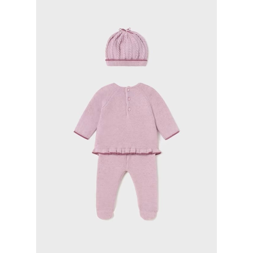 Mayoral Kışlık Kız Bebek Örme Bluz Patikli Pantolon 3'lü Set Mor