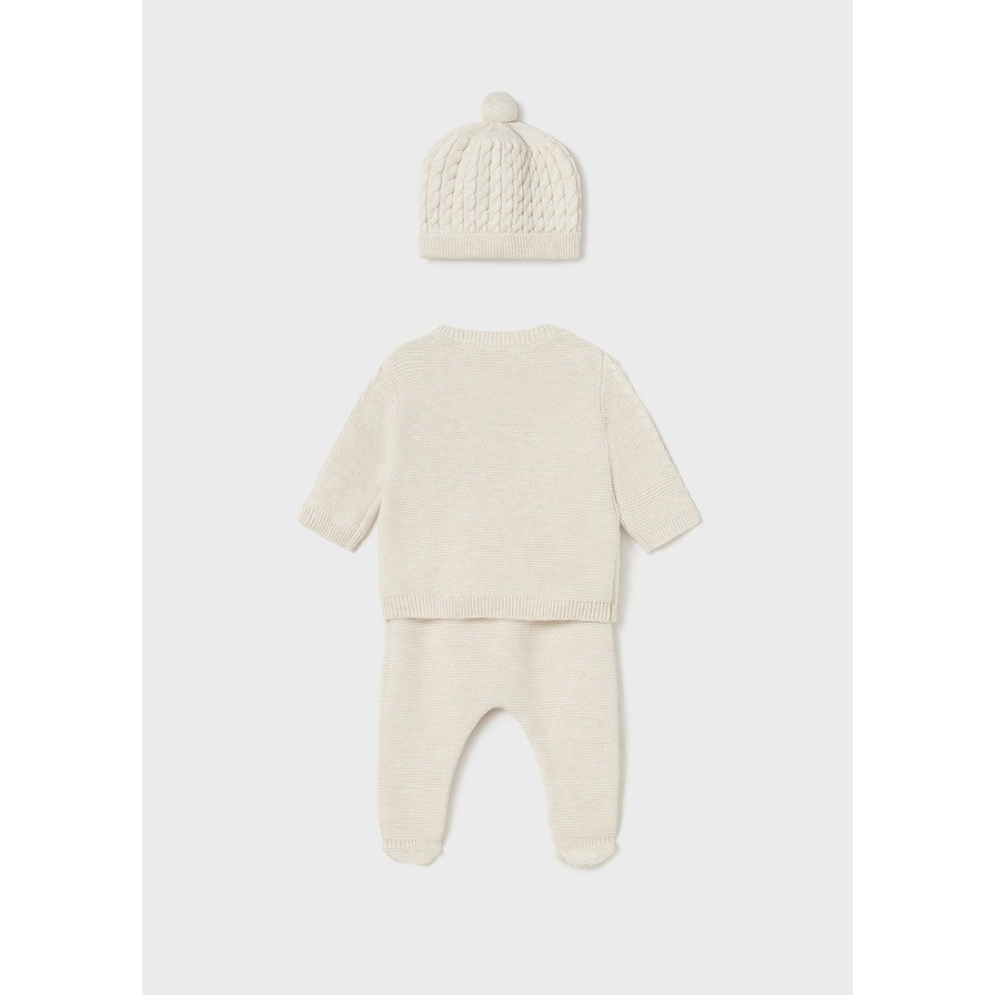 Mayoral Kışlık Erkek Bebek Örme Bluz Patikli Pantolon 3'lü Set Beyaz