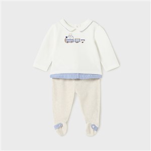 Mayoral Kışlık Erkek Bebek Kadife Bluz Patikli Pantolon Set