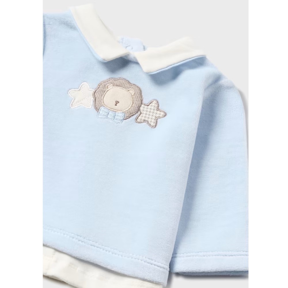 Mayoral Kışlık Erkek Bebek Kadife Bluz Patikli Pantolon Set Mavi