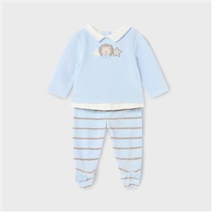 Mayoral Kışlık Erkek Bebek Kadife Bluz Patikli Pantolon Set