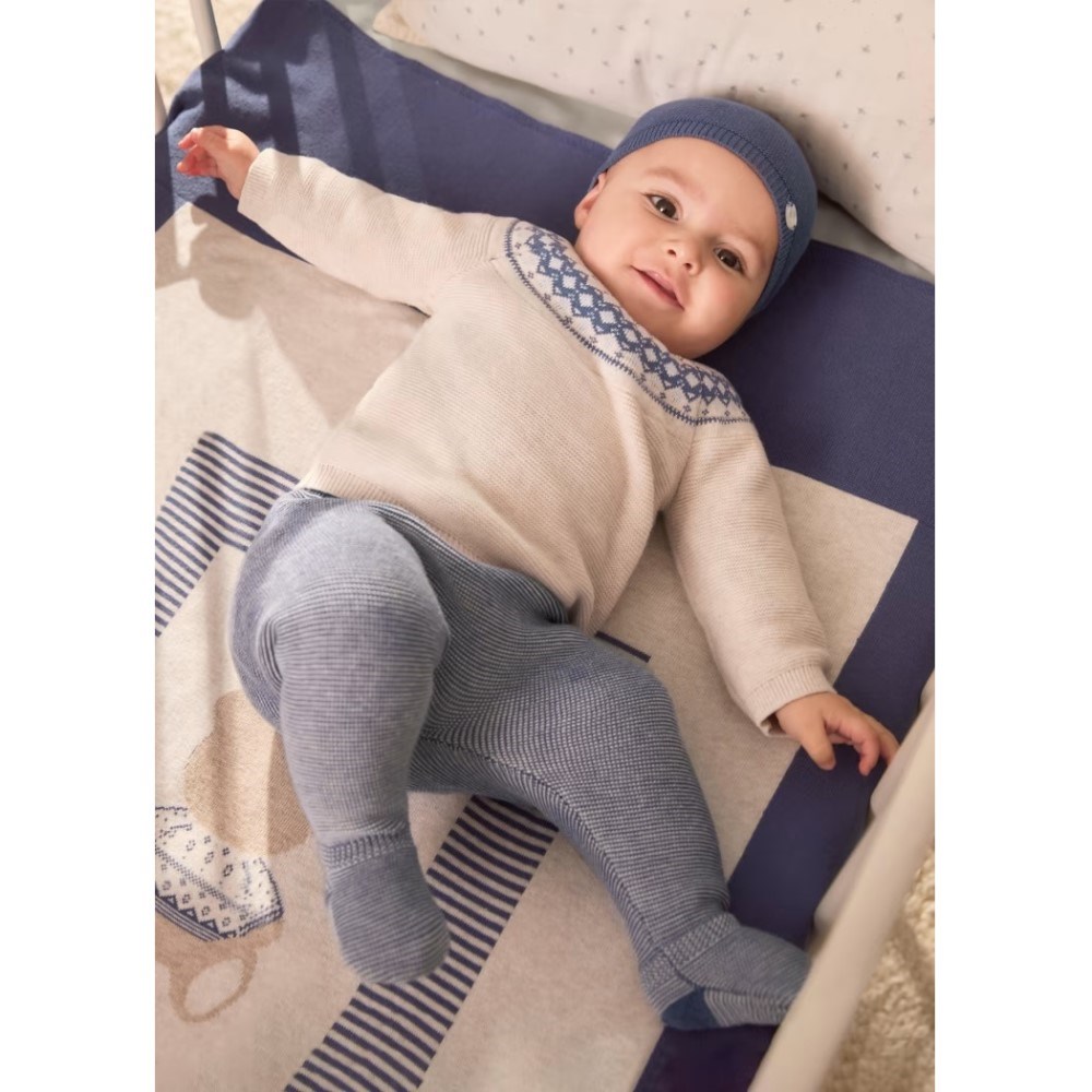 Mayoral Kışlık Erkek Bebek Örme Bluz Patikli Pantolon Set Mavi