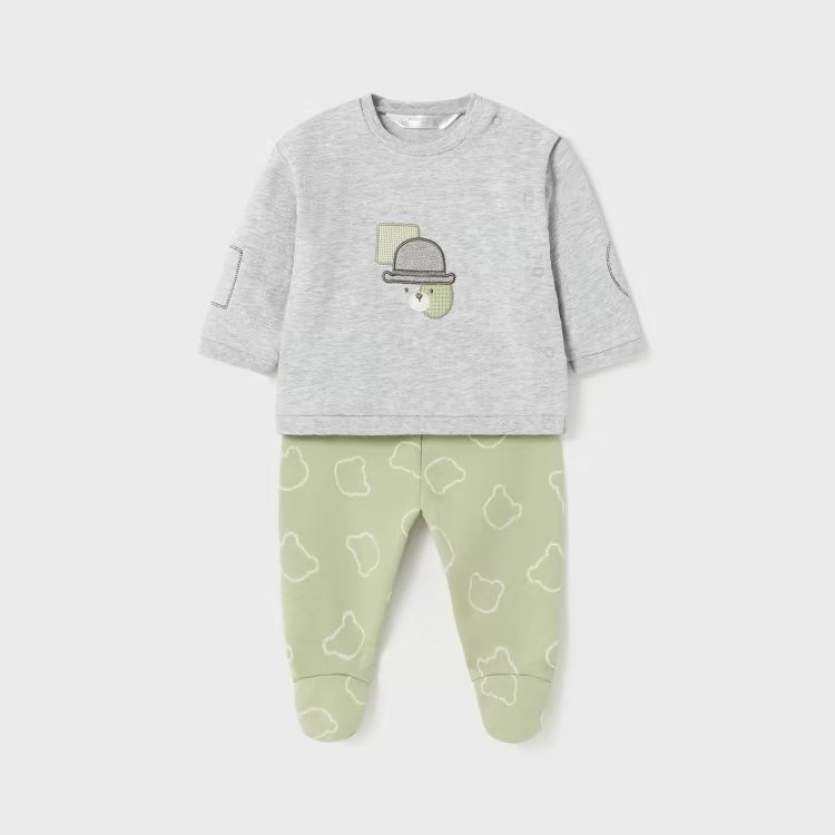 Mayoral Kışlık Erkek Bebek Bluz Patikli Pantolon Set Gri