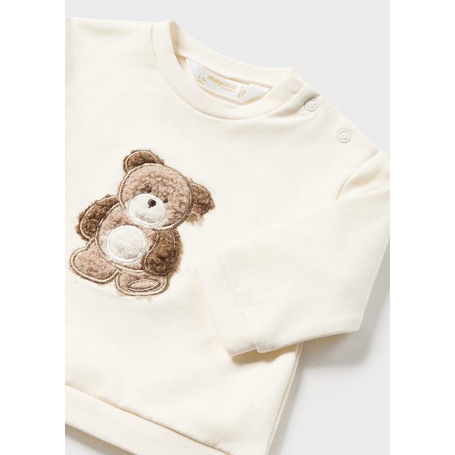 Mayoral Kışlık Erkek Bebek S-shirt Kadife Salopet Set Krem