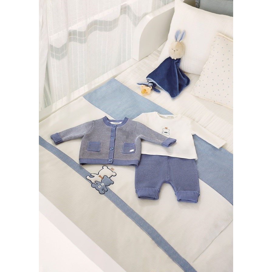 Mayoral Kışlık Erkek Bebek Örme Bluz Ceket Pantolon Set Mavi