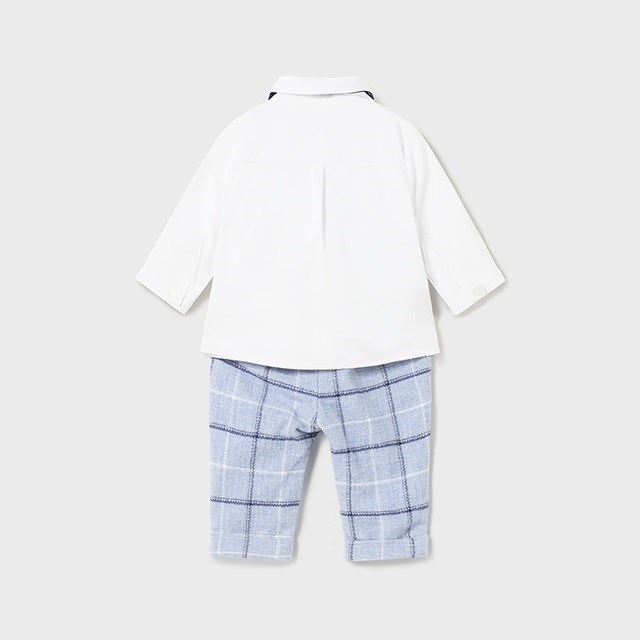 Mayoral Kışlık Erkek Bebek Gömlek Yelek Pantolon Set Mavi