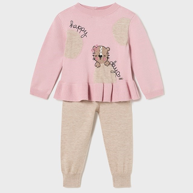 Mayoral Kışlık Kız Bebek Örme Kazak Pantolon Set Pembe