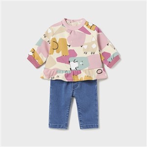 Mayoral Kışlık Kız Bebek S-shirt Pantolon Set