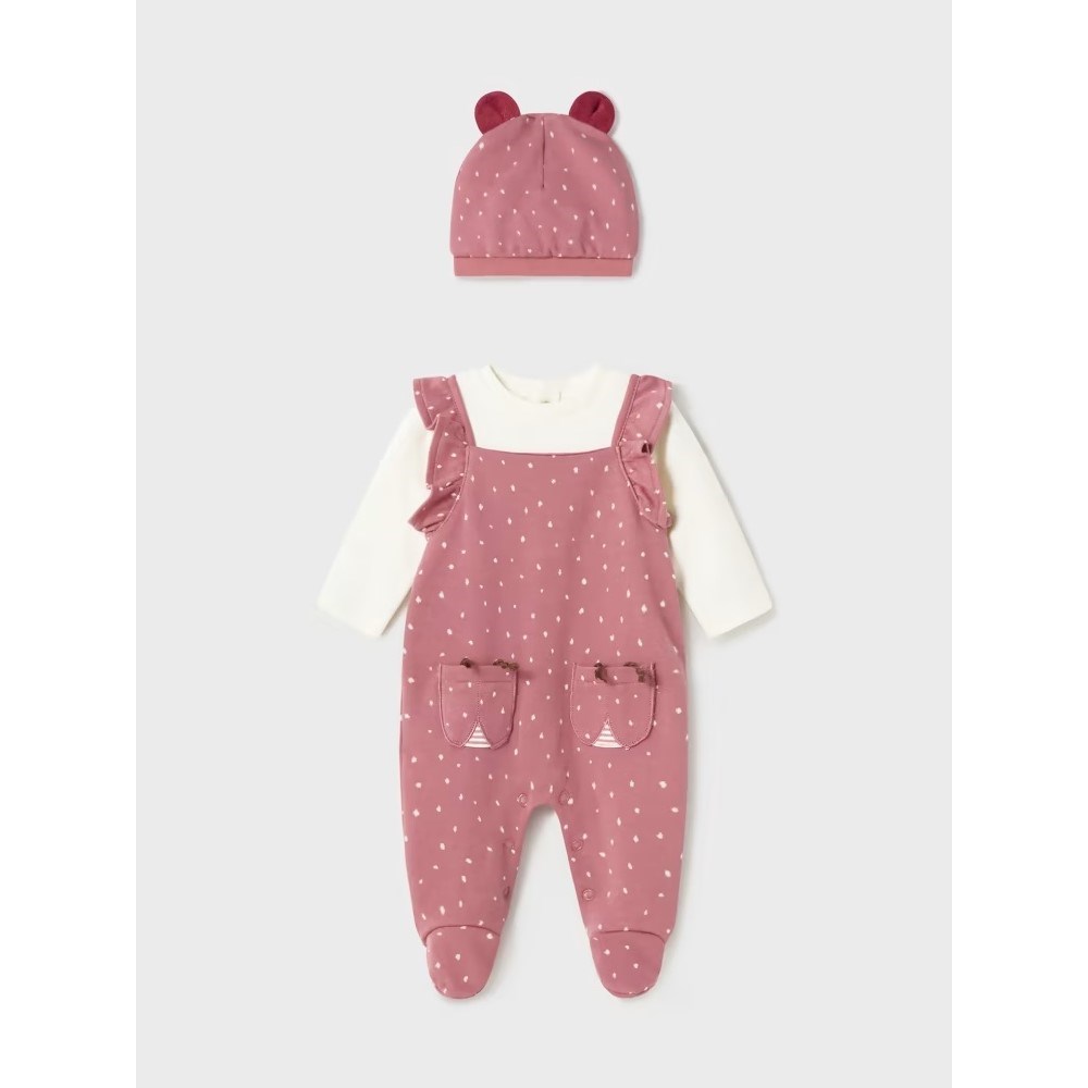 Mayoral Kışlık Kız Bebek Tulum Şapka Set Pembe