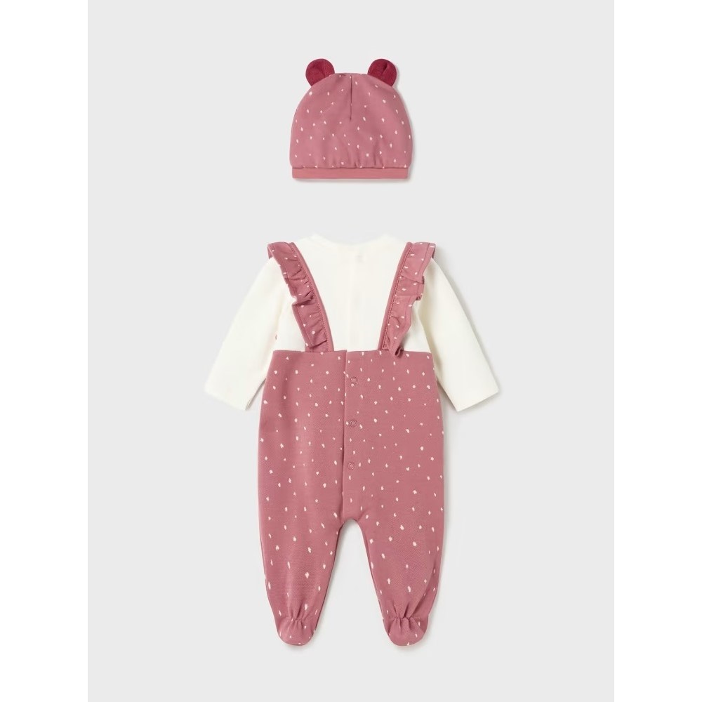 Mayoral Kışlık Kız Bebek Tulum Şapka Set Pembe