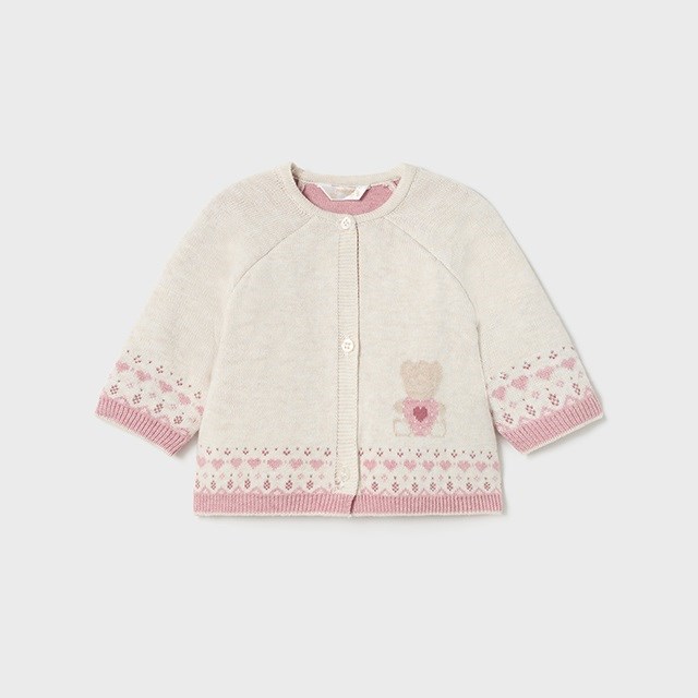 Mayoral Kışlık Kız Bebek Örme Tulum Ceket 3'lü Set Pembe