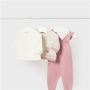 Mayoral Kışlık Kız Bebek Örme Tulum Ceket 3'lü Set