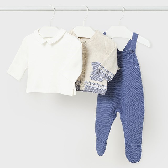 Mayoral Kışlık Erkek Bebek Örme Tulum Ceket 3'lü Set Mavi