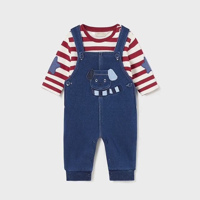 Mayoral Kışlık Erkek Bebek S-shirt Salopet Set Kırmızı