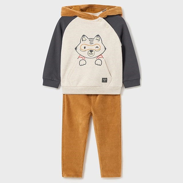 Mayoral Kışlık Erkek Bebek S-shirt Eşofman 2'li Set Kahverengi 