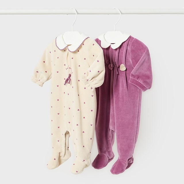 Mayoral Kışlık Kız Bebek Kadife Tulum 2'li Set Mor