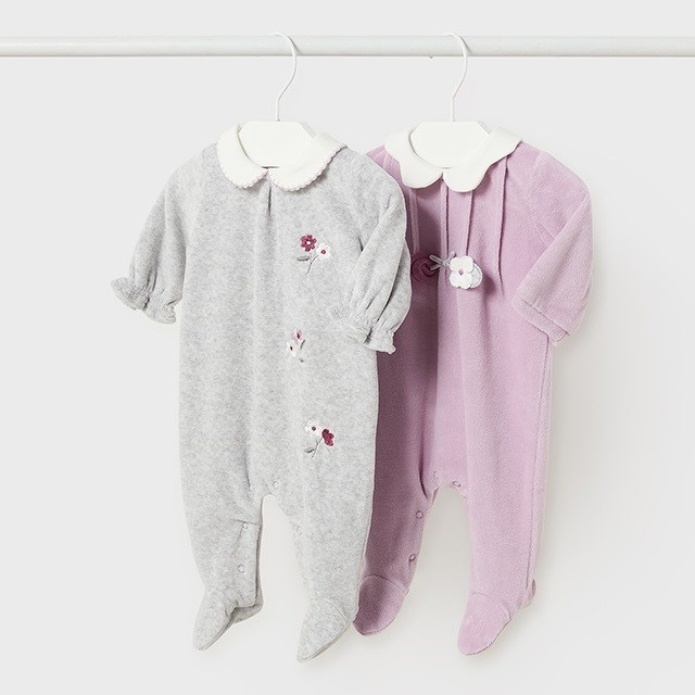 Mayoral Kışlık Kız Bebek Kadife Tulum 2'li Set Mor
