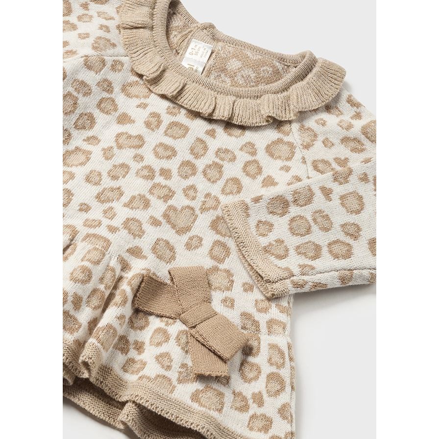 Mayoral Kışlık Kız Bebek Örme Bluz Pantolon 3'lü Set Krem