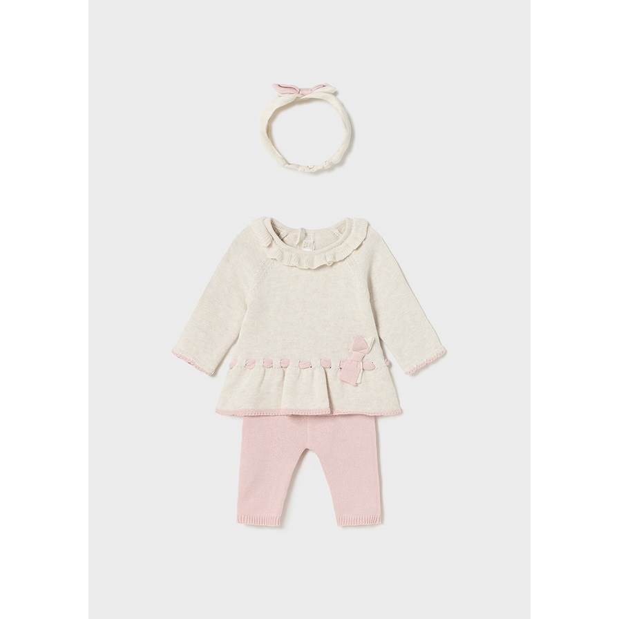 Mayoral Kışlık Kız Bebek Örme Bluz Pantolon 3'lü Set Pembe