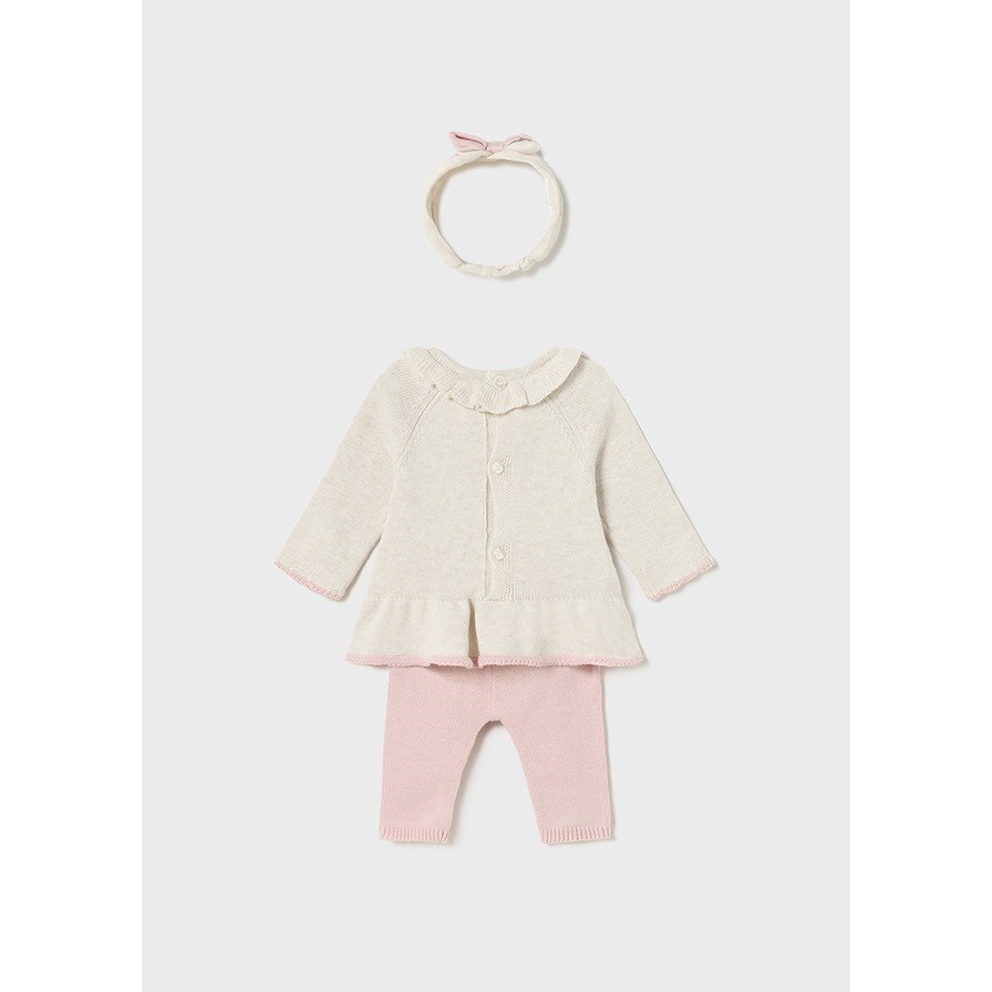 Mayoral Kışlık Kız Bebek Örme Bluz Pantolon 3'lü Set Pembe