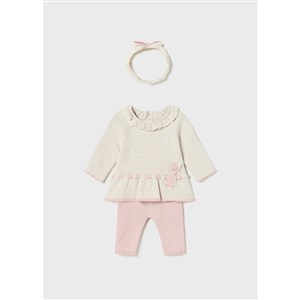 Mayoral Kışlık Kız Bebek Örme Bluz Pantolon 3'lü Set
