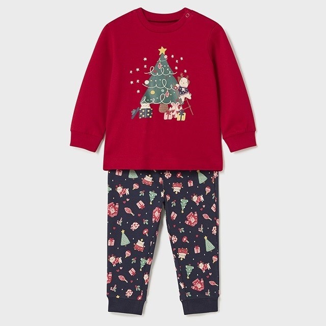 Mayoral Kışlık Kız Bebek Çantalı Pijama Takım Kırmızı