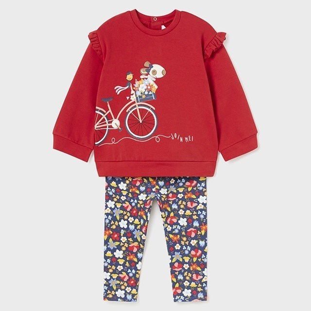Mayoral Kışlık Kız Bebek S-shirt Tayt 2'li Set Kırmızı