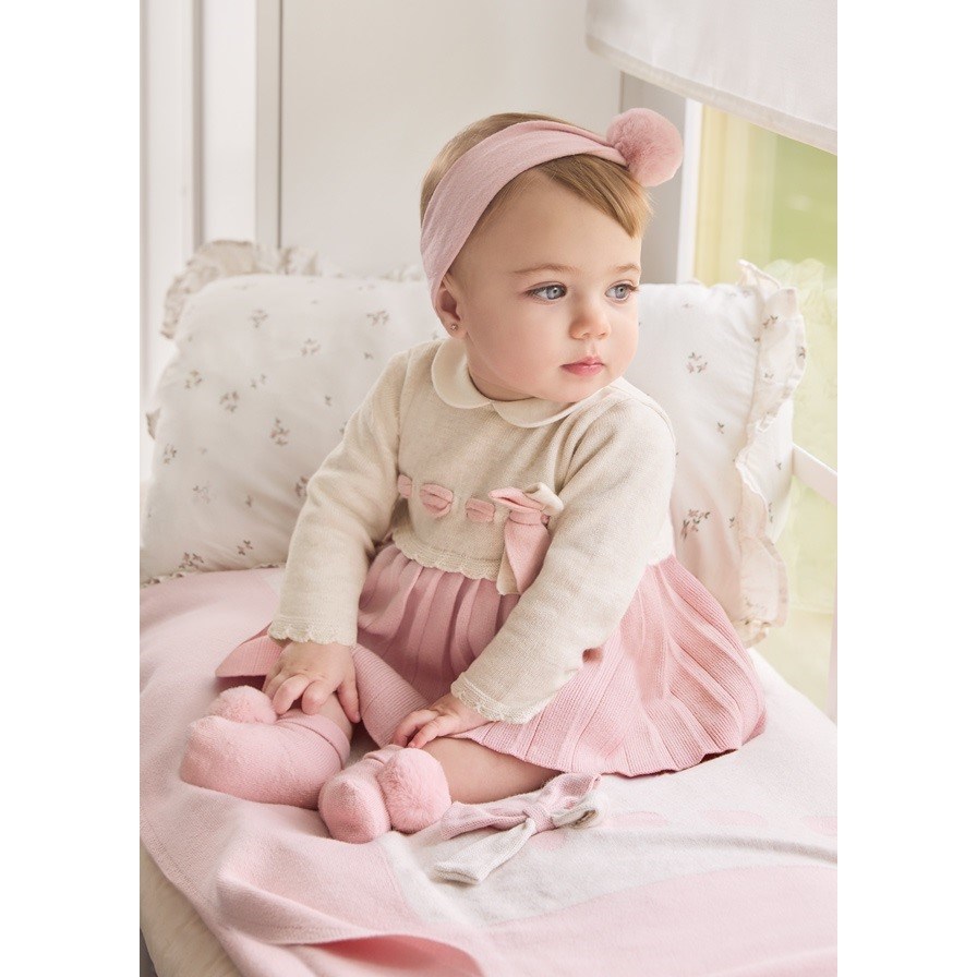 Mayoral Kışlık Kız Bebek Örme Elbise Pembe