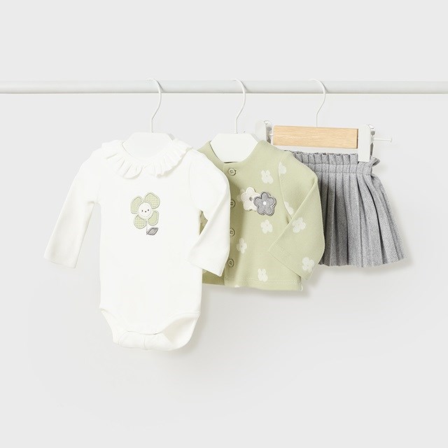 Mayoral Kışlık Kız Bebek Body Etek Ceket Set Yeşil