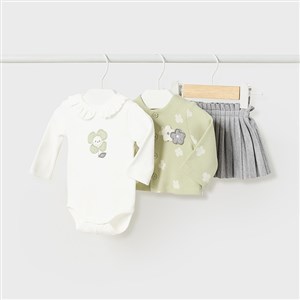 Mayoral Kışlık Kız Bebek Body Etek Ceket Set