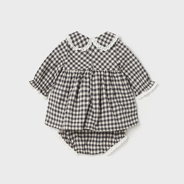 Mayoral Kışlık Kız Bebek Elbise Külot Set Gri