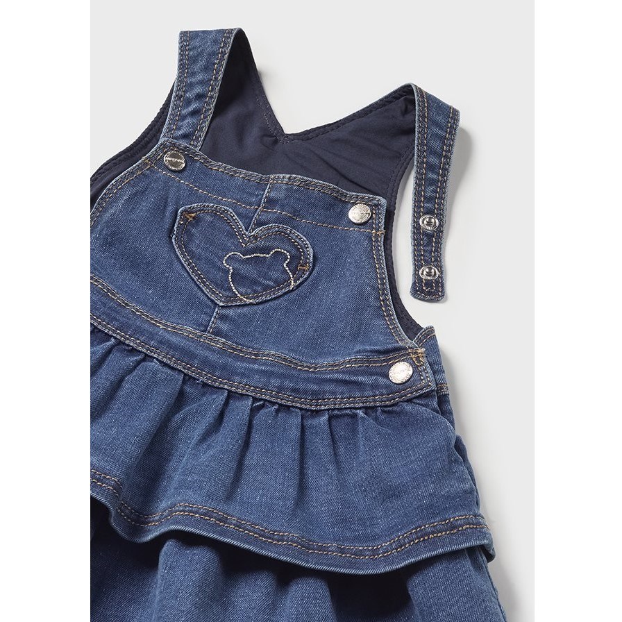 Mayoral Kışlık Kız Bebek Denim Salopet Elbise Koyu Mavi