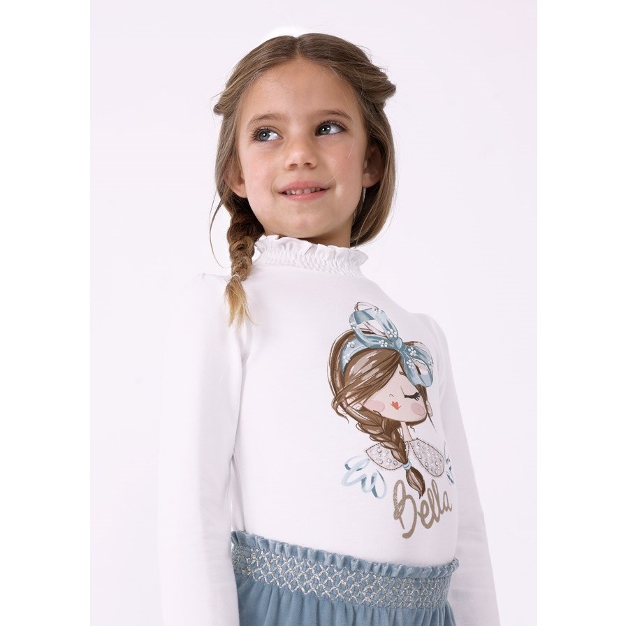 Mayoral Kışlık Kız Uzun Kol T-shirt Beyaz