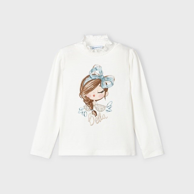 Mayoral Kışlık Kız Uzun Kol T-shirt Beyaz