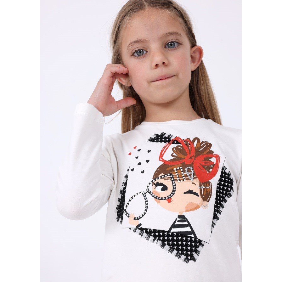 Mayoral Kışlık Kız Uzun Kol T-shirt Beyaz