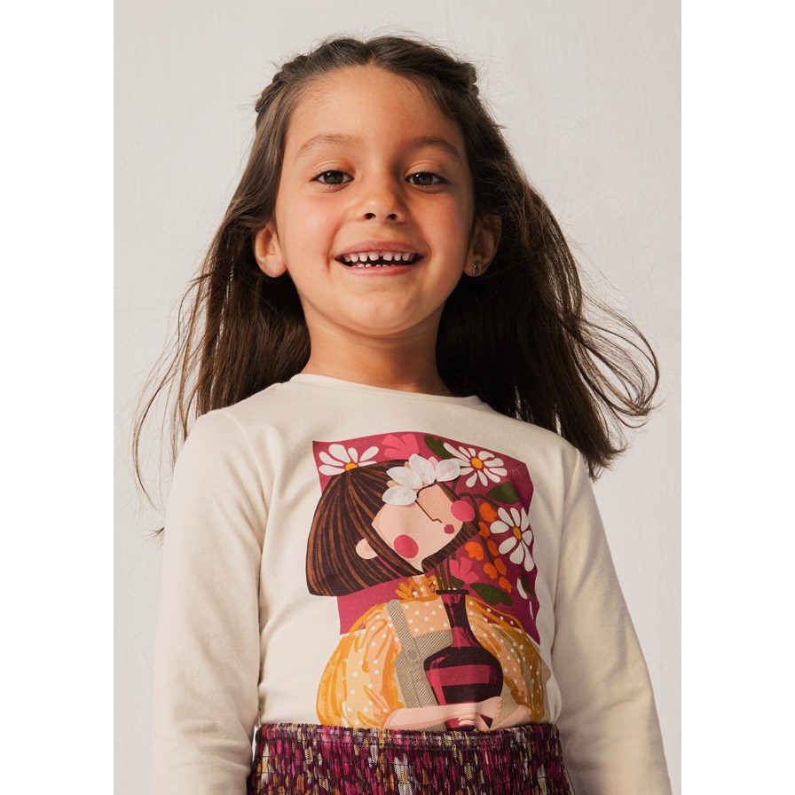 Mayoral Kışlık Kız Uzun Kol T-shirt Krem