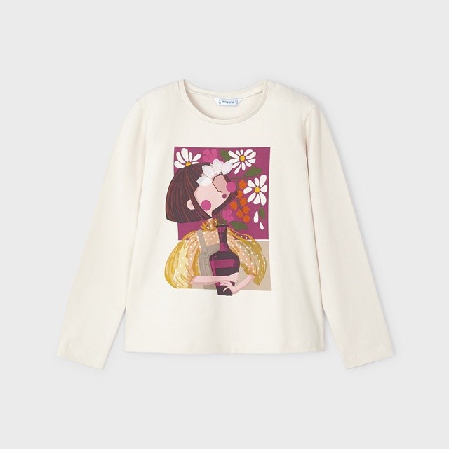 Mayoral Kışlık Kız Uzun Kol T-shirt Krem