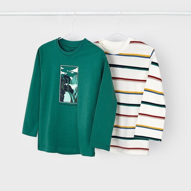 Mayoral Kışlık Erkek Uzun Kol T-shirt 2'li Set Yeşil