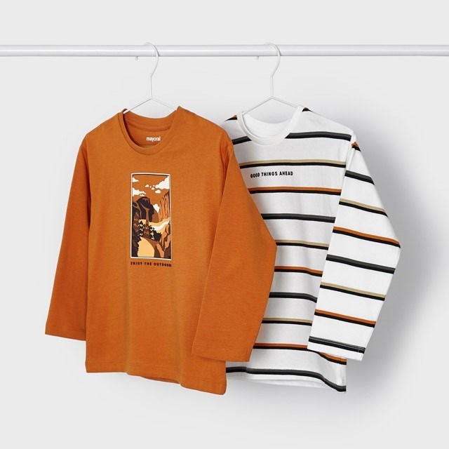 Mayoral Kışlık Erkek Uzun Kol T-shirt 2'li Set Turuncu