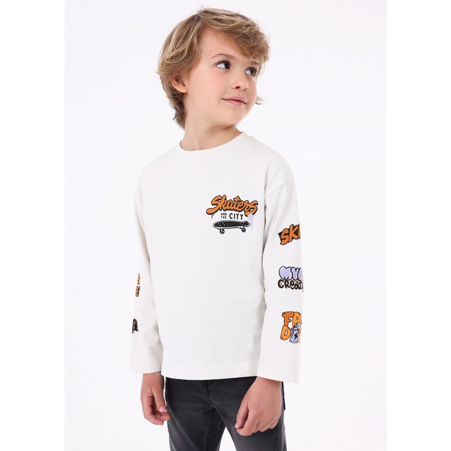 Mayoral Kışlık Erkek Uzun Kol T-shirt Beyaz