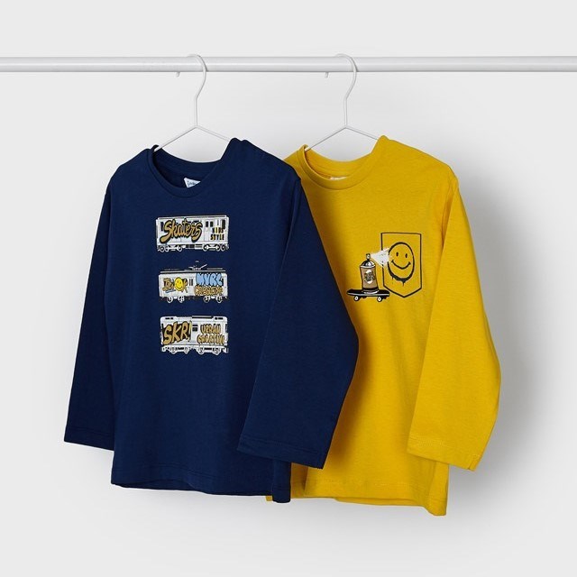 Mayoral Kışlık Erkek Uzun Kol T-shirt 2'li Set Sarı