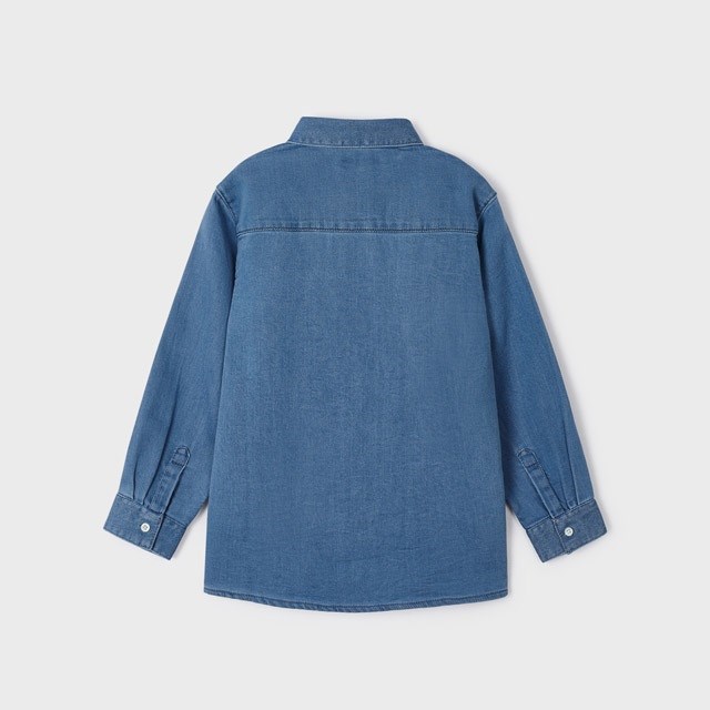 Mayoral Kışlık Erkek Uzun Kol Yumuşak Denim Gömlek Mavi