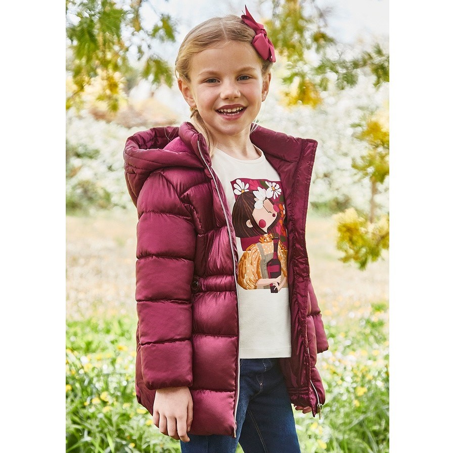 Mayoral Kışlık Kız Kapşonlu Mont Kaban Bordo