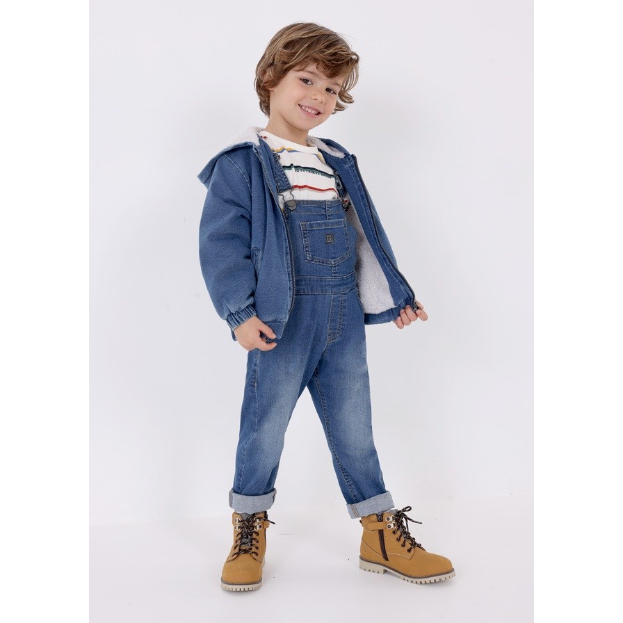 Mayoral Kışlık Erkek Kapşonlu Kürklü Denim Ceket Mavi