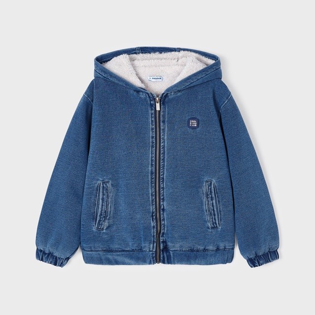 Mayoral Kışlık Erkek Kapşonlu Kürklü Denim Ceket Mavi