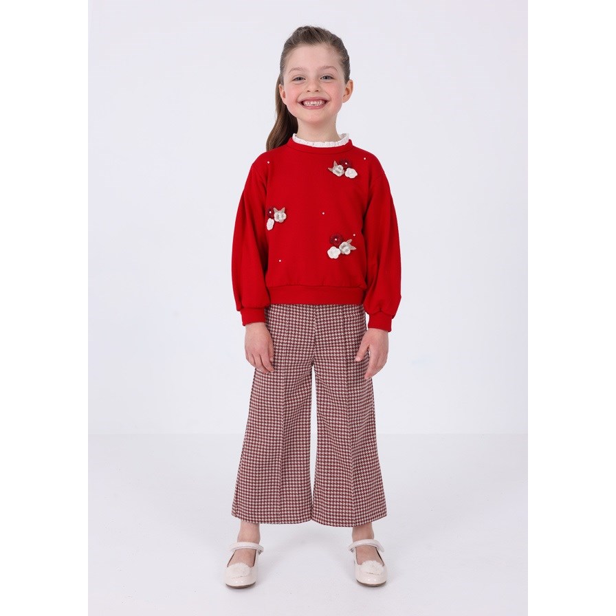 Mayoral Kışlık Kız S-shirt Pantolon Set Kırmızı